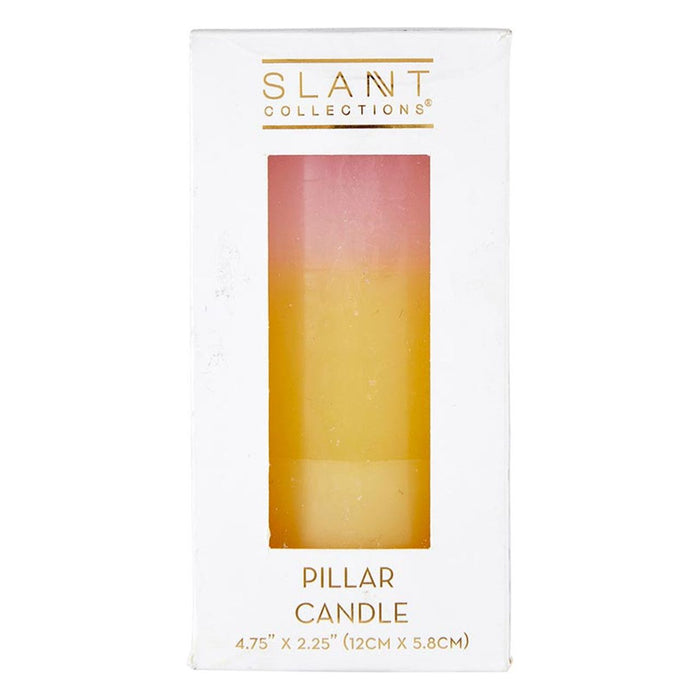 The Bullish Store - Mini Pillar Candle In Pink Orange White | Aesthetic Unscented Dinner Candle 4.75"