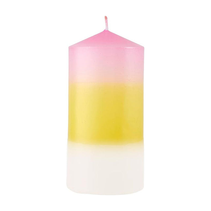 The Bullish Store - Mini Pillar Candle In Pink Orange White | Aesthetic Unscented Dinner Candle 4.75"