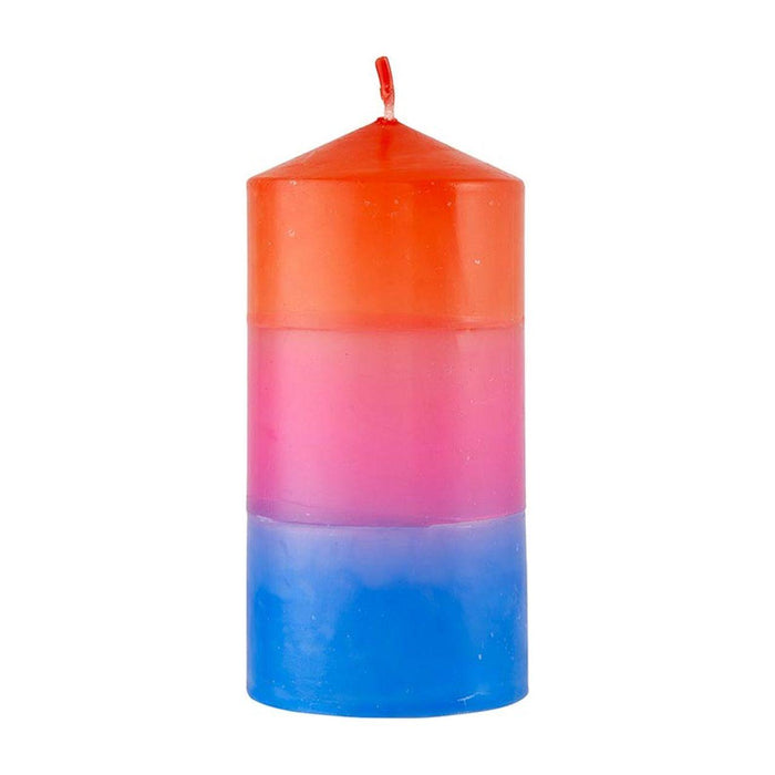 Mini Red-Pink-Blue Pillar Candle | Aesthetic Unscented Table Decor Cylindrical Candle 4.75"