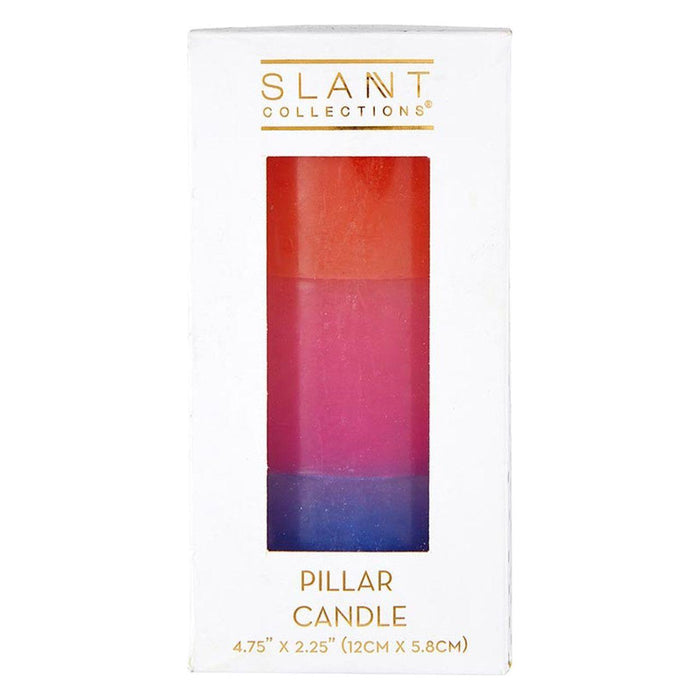 Mini Red-Pink-Blue Pillar Candle | Aesthetic Unscented Table Decor Cylindrical Candle 4.75"