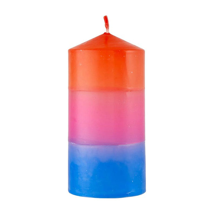 The Bullish Store - Mini Red-Pink-Blue Pillar Candle | Aesthetic Unscented Table Decor Cylindrical Candle 4.75"