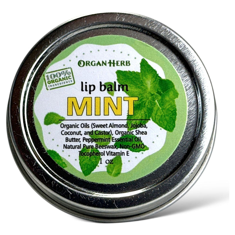 OrganHerb OrganHerb Organic Mint Lip Balm 1 oz – Refreshing Hydration with Pure Peppermint Essence Organic Lip Balms