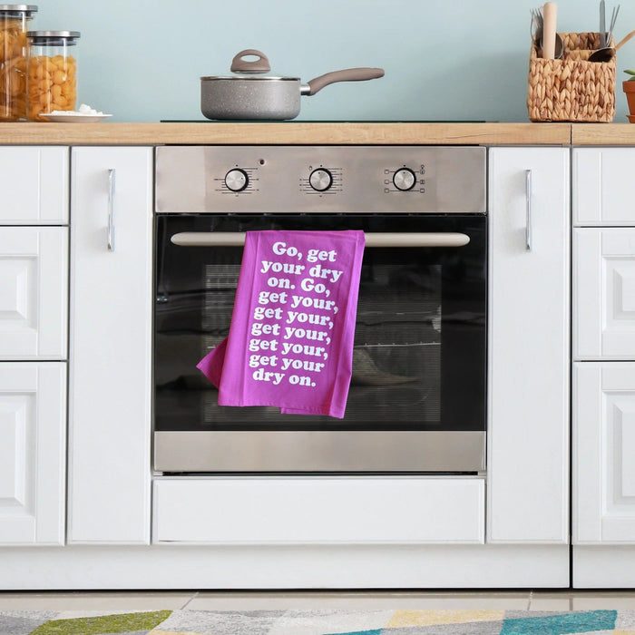 The Bullish Store - Missy Elliott-Inspired Get Your Dry On Tea Kitchen Towel | Cotton Flour Sack Dish Cloth | 21" X 28"