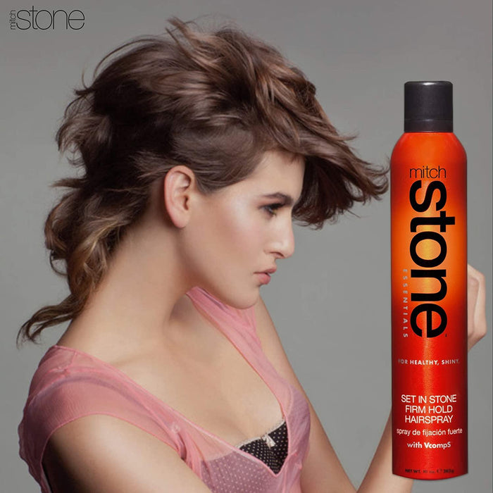 Mitch Stone Set In Stone Firm Hold Hairspray With Vcomps 10 Oz (Pack Of 1X,2X,3X)