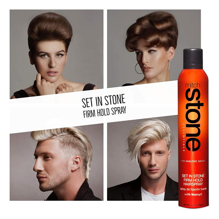 Mitch Stone Set In Stone Firm Hold Hairspray With Vcomps 10 Oz (Pack Of 1X,2X,3X)