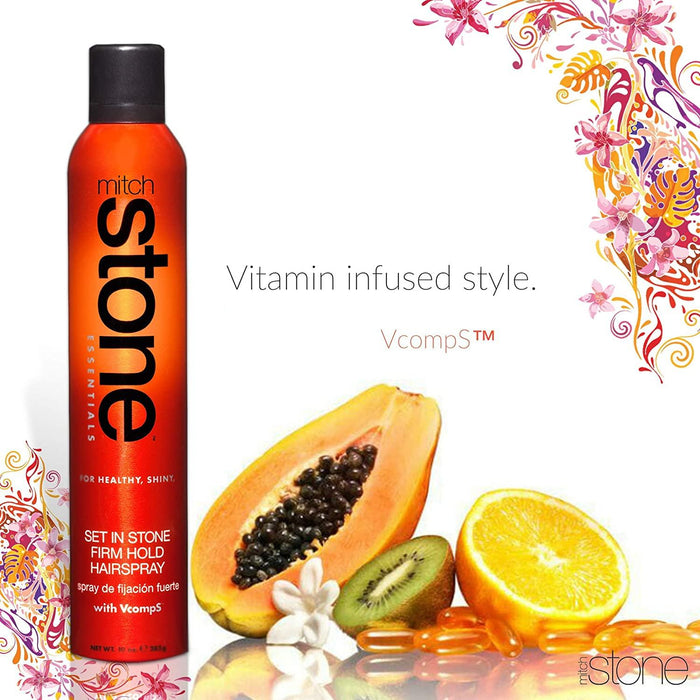 Mitch Stone Set In Stone Firm Hold Hairspray With Vcomps 10 Oz (Pack Of 1X,2X,3X)