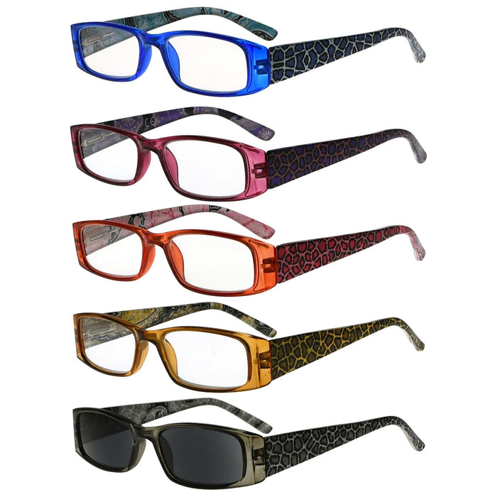 Eyekeeper - 5 Pack Leopard Reading Glasses R006A