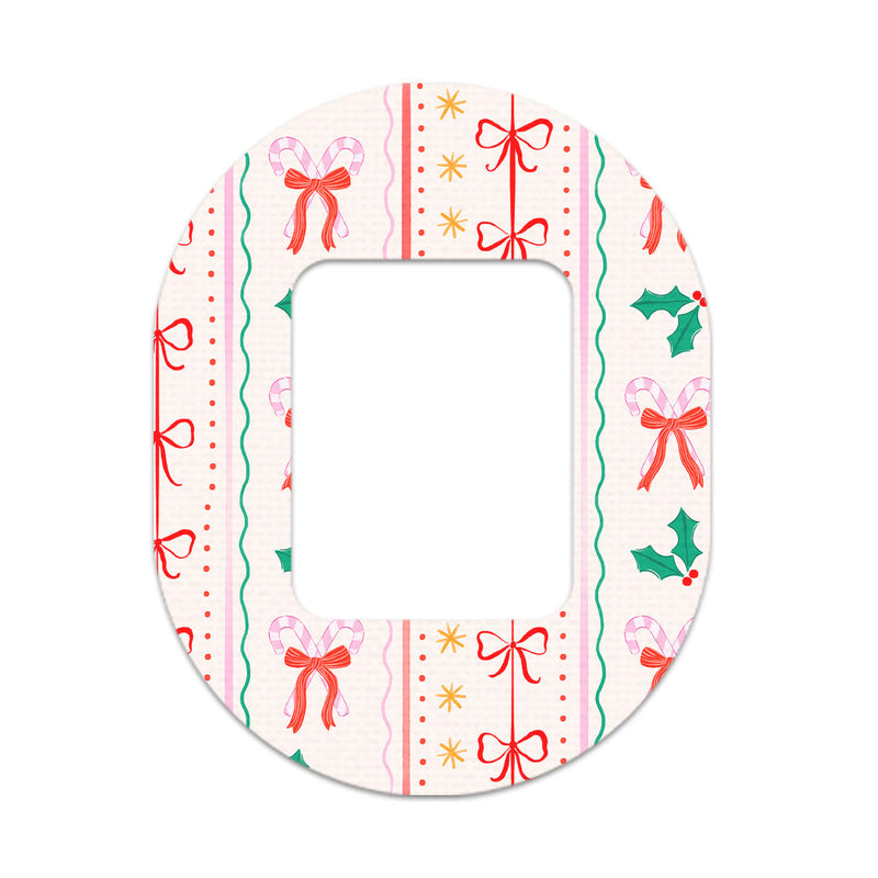 Peelz Holly Jolly Ribbon Tandem Mobi Patch Tape - Pump Peelz Patch Medical Tape