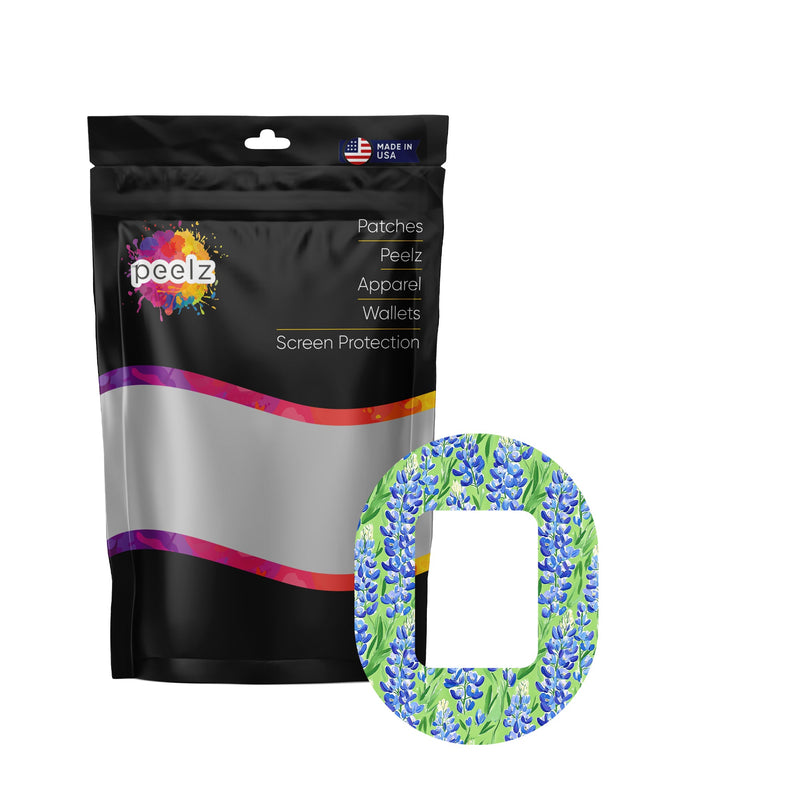Peelz Blue Blooms Tandem Mobi Decorative Patch Tape - Pump Peelz Patch Medical Tape