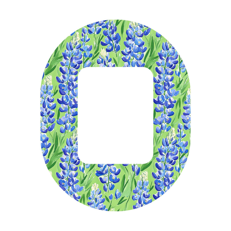 Peelz Blue Blooms Tandem Mobi Decorative Patch Tape - Pump Peelz Patch Medical Tape