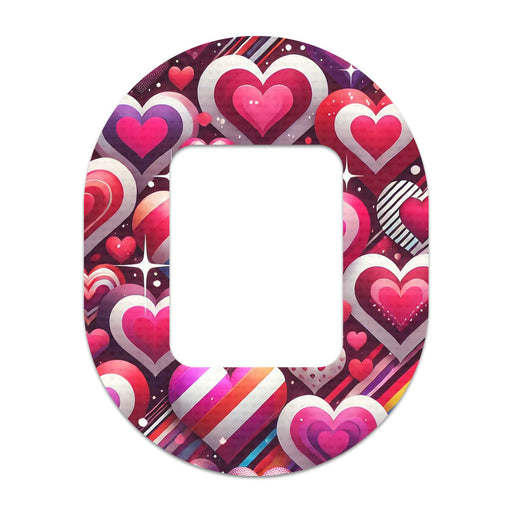Peelz Sparkly Hearts Tandem Mobi Decorative Patch Tape - Pump Peelz Patch Medical Tape