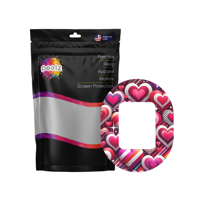 Peelz Sparkly Hearts Tandem Mobi Decorative Patch Tape - Pump Peelz Patch Medical Tape