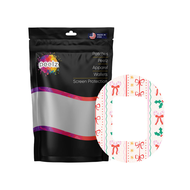 Peelz Holly Jolly Ribbon Tandem Mobi Patch Tape - Pump Peelz Patch Medical Tape