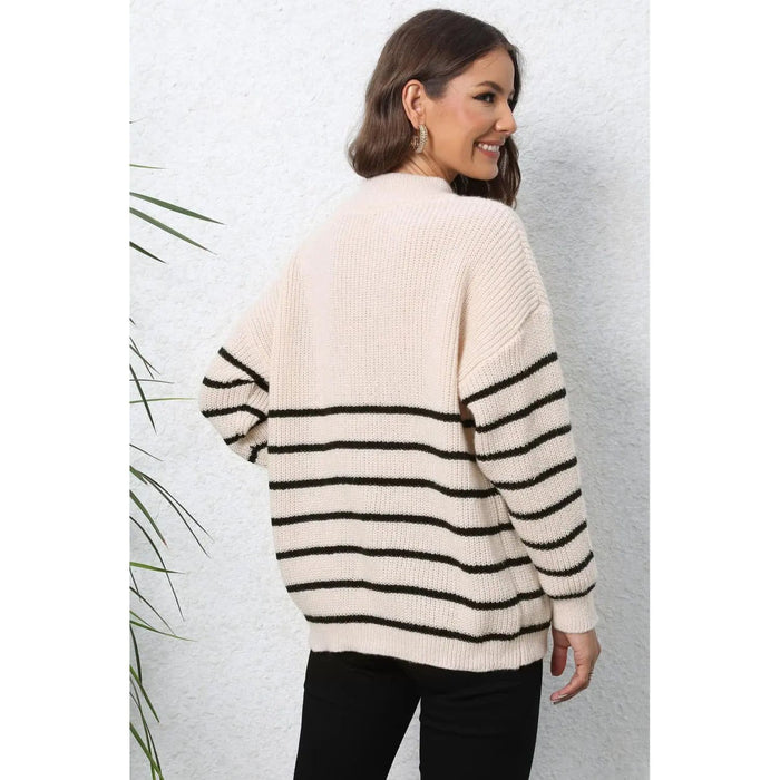 Mock Neck Long Sleeve Zip-Up Sweater