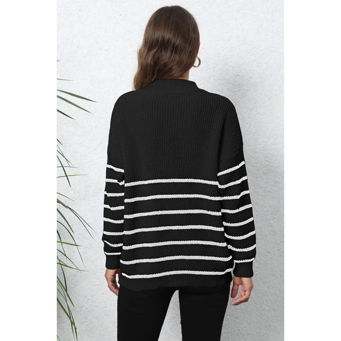 Mock Neck Long Sleeve Zip-Up Sweater