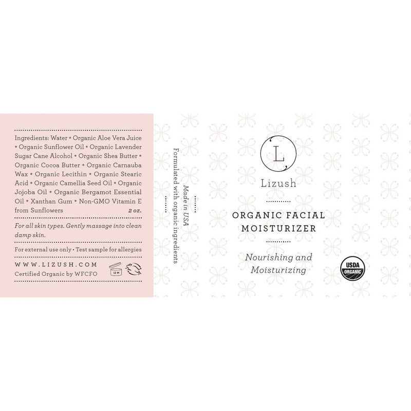 Lizush ORGANIC FACIAL MOISTURIZER Nourishing and Moisturizing