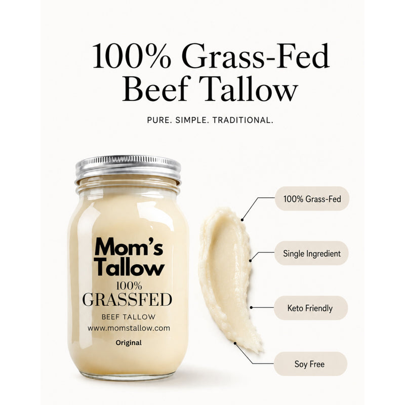 Mom’s Tallow Grass-Fed Beef Tallow White Smoke Italian Black Truffle / 16 oz,Italian Black Truffle / 32 oz,Italian Black Truffle / One Gallon- 8.5 pounds,Roasted Garlic / 16 oz,Roasted Garlic / 32 oz,Roasted Garlic / One Gallon- 8.5 pounds,Original / 16 oz,Original / 32 oz,Original / One Gallon- 8.5 p