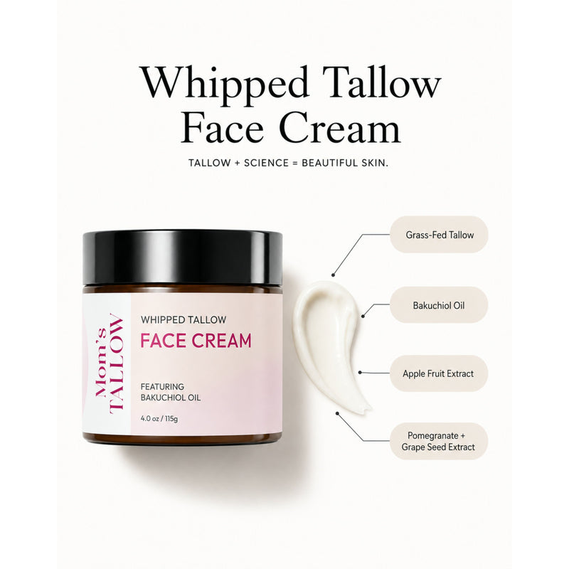 Mom’s Tallow Cloud Whipped Tallow Face Cream (NEW) White Smoke 4 oz,8 oz (NEW)