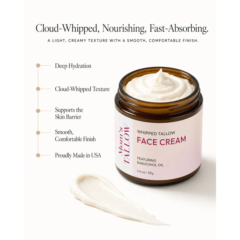 Mom’s Tallow Cloud Whipped Tallow Face Cream (NEW) White Smoke 4 oz,8 oz (NEW)