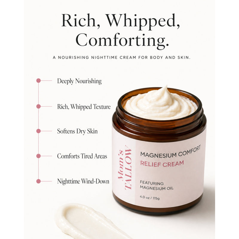 Mom’s Tallow Magnesium Comfort Relief Cream White Smoke 4 oz