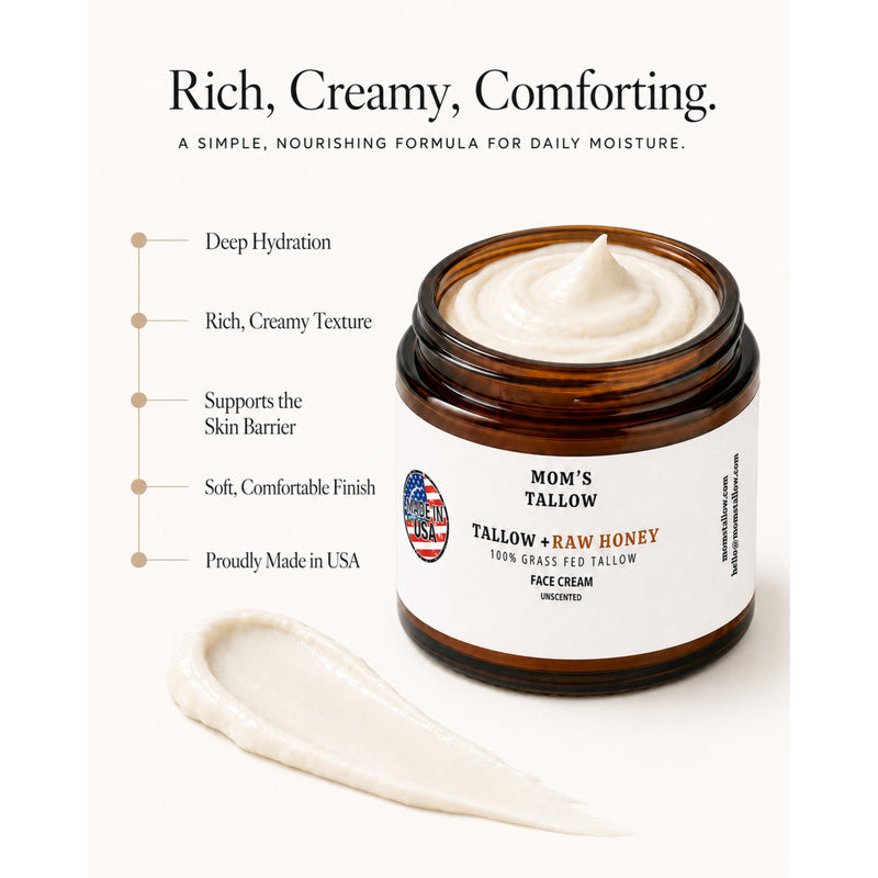 Mom’s Tallow Skin Serenity Face Cream – Nourishing Balm for Sensitive & Flaky Skin White Smoke