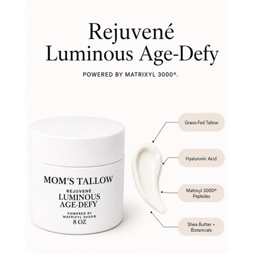 Mom’s Tallow Advanced Rejuvené Luminous Age-Defy Face/Neck Cream: Featuring Matrixyl® 3000 (+ Free 4oz Deep Firming Serum) White Smoke