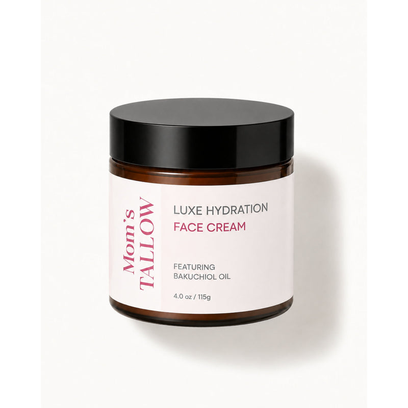 Mom’s Tallow Luxe Hydration Tallow Face Cream White Smoke 4 oz amber glass