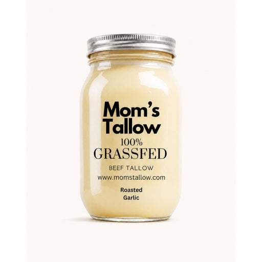 Mom’s Tallow Grass-Fed Beef Tallow Antique White Roasted Garlic / 16 oz,Roasted Garlic / 32 oz,Roasted Garlic / One Gallon- 8.5 pounds