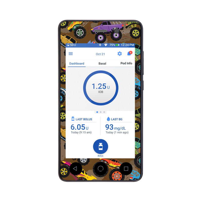 Peelz Monster Trucks Sticker for Omnipod DASH® PDM – Pump Peelz Peelz/Stickers