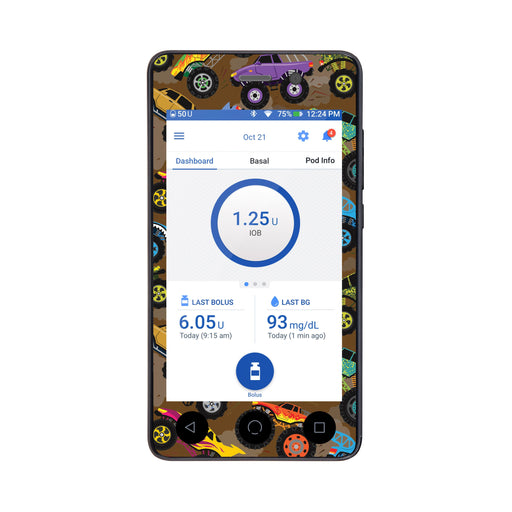 Peelz Monster Trucks Sticker for Omnipod DASH® PDM – Pump Peelz Peelz/Stickers