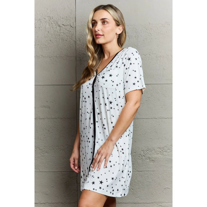 Moon Nite Quilted Quivers Button Down Sleepwear Dress