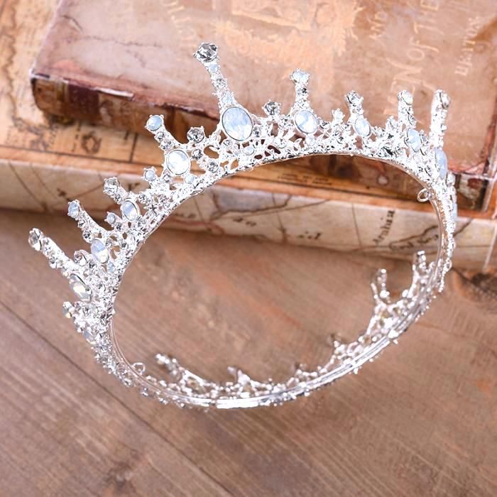 The Bullish Store - Moonlight Ice Queen Royalty Crown Tiara In Opal And Champagne Gold Or Silver (2 Options)