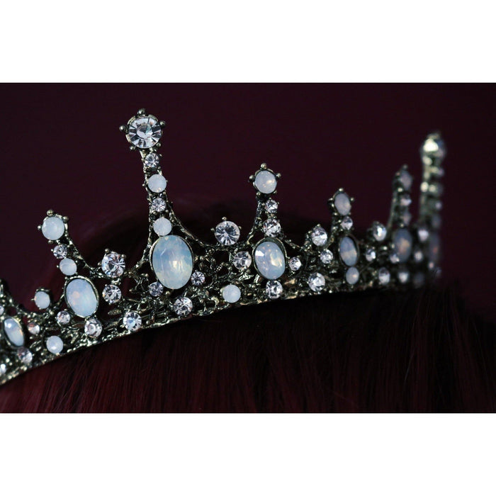 The Bullish Store - Moonlight Ice Queen Royalty Crown Tiara In Opal And Champagne Gold Or Silver (2 Options)