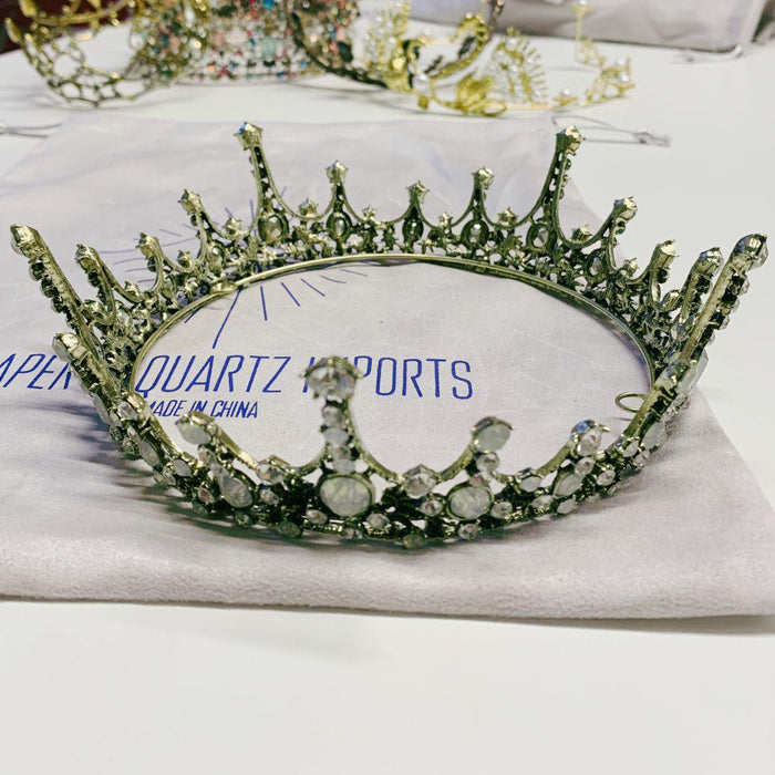 The Bullish Store - Moonlight Ice Queen Royalty Crown Tiara In Opal And Champagne Gold Or Silver (2 Options)