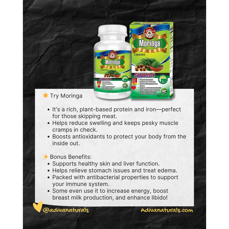 Adiva Naturals Moringa Daily Vitality Boost 60 Capsules STACK IT. SAVE MORE. STAY UP. Capsules Black