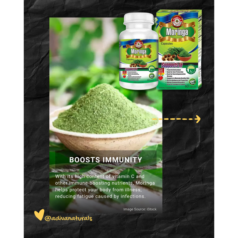 Adiva Naturals Moringa Daily Vitality Boost 60 Capsules STACK IT. SAVE MORE. STAY UP. Capsules Black