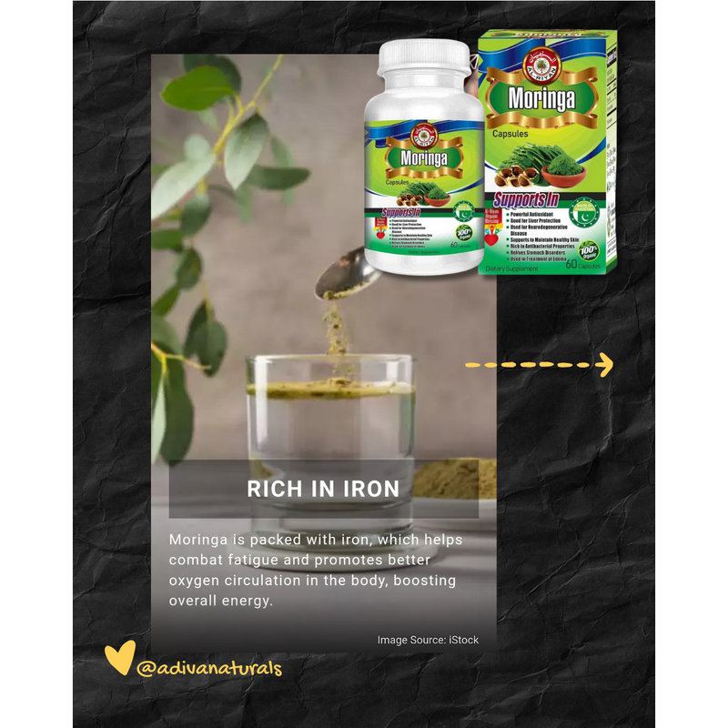Adiva Naturals Moringa Daily Vitality Boost 60 Capsules STACK IT. SAVE MORE. STAY UP. Capsules Black