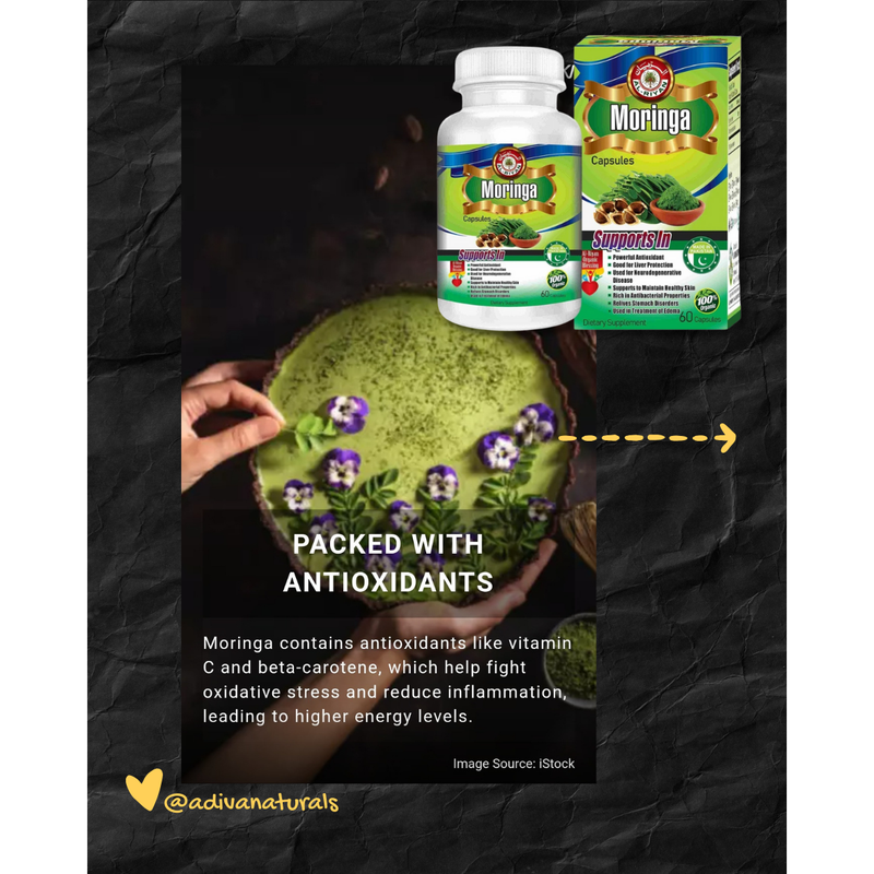 Adiva Naturals Moringa Daily Vitality Boost 60 Capsules STACK IT. SAVE MORE. STAY UP. Capsules Black