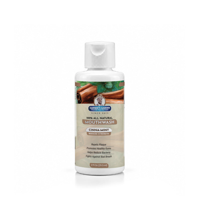Garner's Garden Travel Sized - Natural Mouthwash | H2O2 | Fluoride Free Oral Care White Smoke 2 oz / Reduced Strength / Cinna Mint