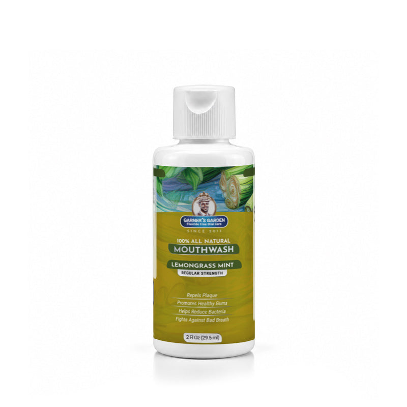 Garner's Garden Travel Sized - Natural Mouthwash | H2O2 | Fluoride Free Oral Care White Smoke 2 oz / Regular Strength / Lemongrass Mint