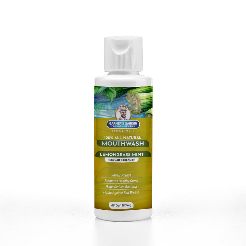 Garner's Garden Travel Sized - Natural Mouthwash | H2O2 | Fluoride Free Oral Care White Smoke 4 oz / Regular Strength / Lemongrass Mint