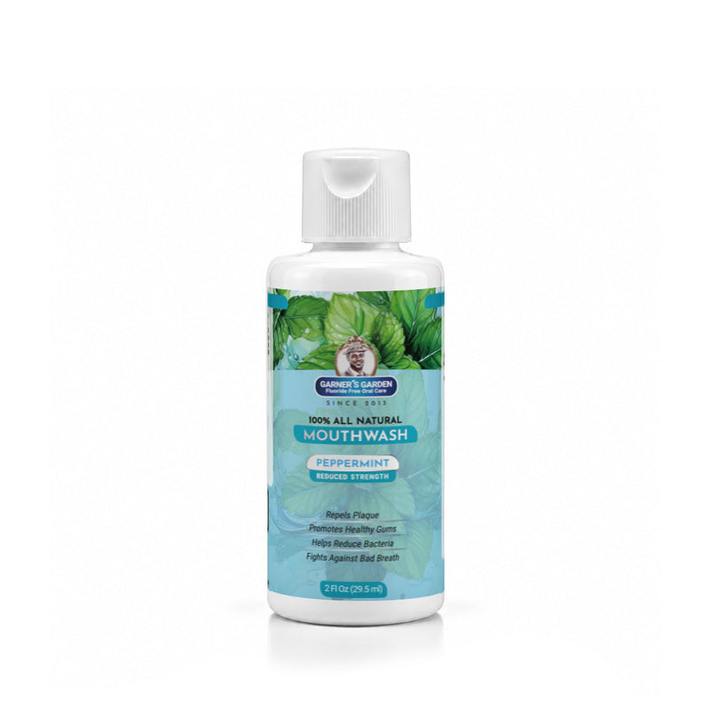 Garner's Garden Travel Sized - Natural Mouthwash | H2O2 | Fluoride Free Oral Care White Smoke 2 oz / Reduced Strength / Peppermint (Original),2 oz / Reduced Strength / Lemongrass Mint