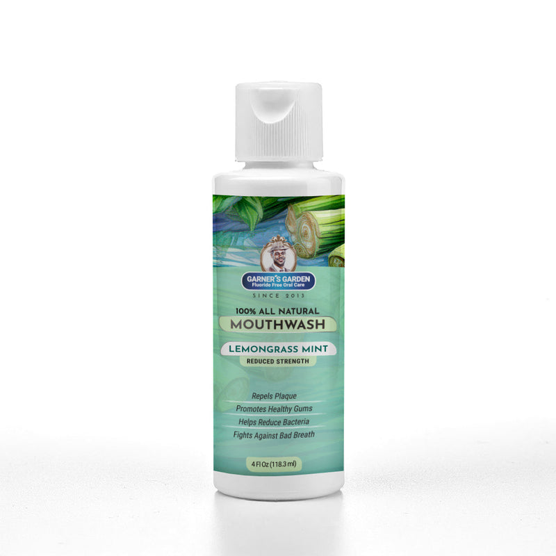 Garner's Garden Travel Sized - Natural Mouthwash | H2O2 | Fluoride Free Oral Care White Smoke 4 oz / Reduced Strength / Lemongrass Mint