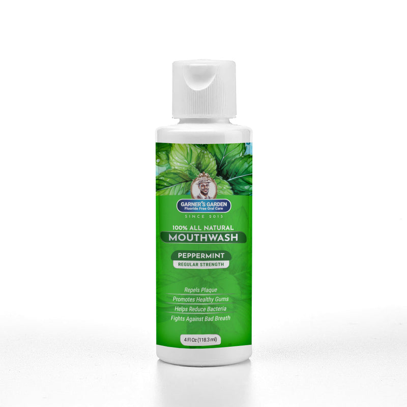Garner's Garden Travel Sized - Natural Mouthwash | H2O2 | Fluoride Free Oral Care White Smoke 4 oz / Regular Strength / Peppermint (Original)