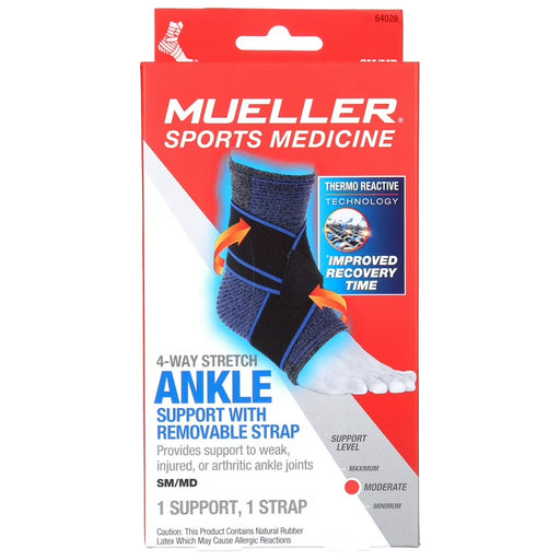 Mueller Mueller FIR 4 Way Stretch Ankle Support with Straps SM/MD Supports & Braces