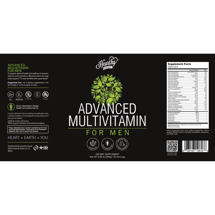 ADVANCE SUPERFOOD MULTIVITAMINS FOR MEN- NEW* Up To 3x more than the Competition