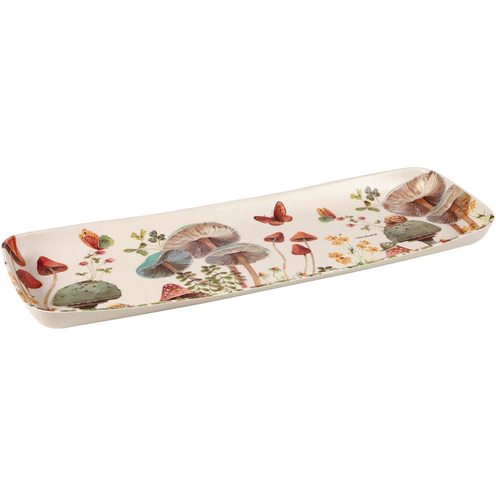 The Bullish Store - Mushroom Study Long Bamboo Tray | Rectangular Serving Dish Tray | 17.25" X 6.50"