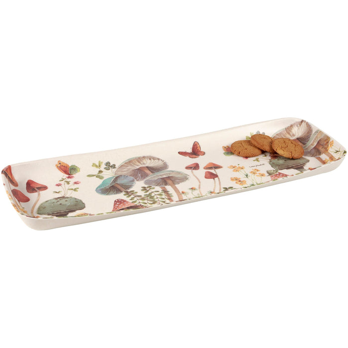 The Bullish Store - Mushroom Study Long Bamboo Tray | Rectangular Serving Dish Tray | 17.25" X 6.50"