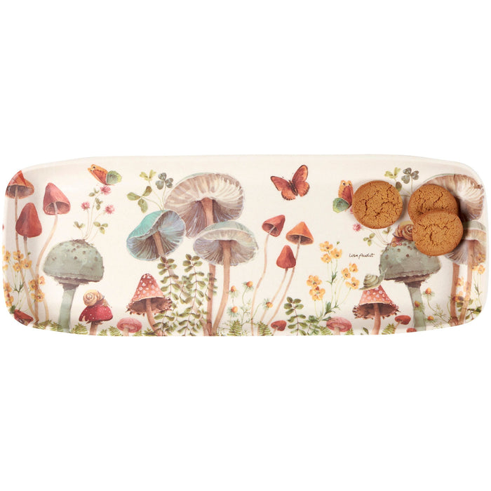 The Bullish Store - Mushroom Study Long Bamboo Tray | Rectangular Serving Dish Tray | 17.25" X 6.50"