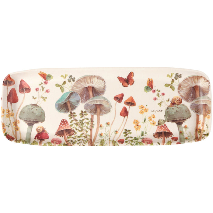 The Bullish Store - Mushroom Study Long Bamboo Tray | Rectangular Serving Dish Tray | 17.25" X 6.50"